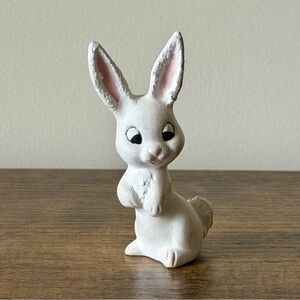 Vintage White Rabbit Figurine Small Chalkware Easter Bunny Miniature